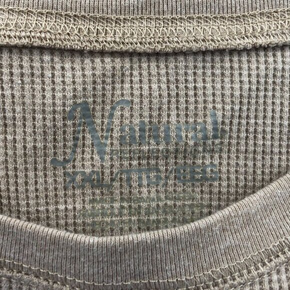 Natural Reflections Mens T-Shirt XXL Beige Tan Waffle Knit Long Sleeve Thermal - Picture 3 of 9